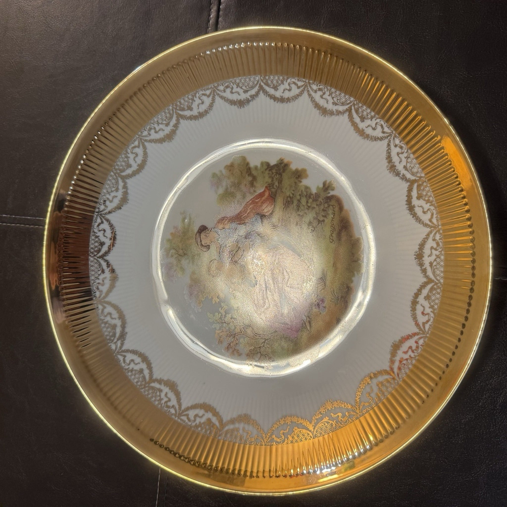 Vtg JWK Bavaria W.Germany 11.25”Fragonard Love Story Gold Edge Decoration Plate - Picture 4 of 14